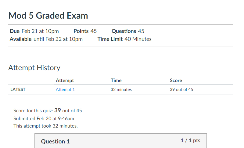 Module 5 graded exam